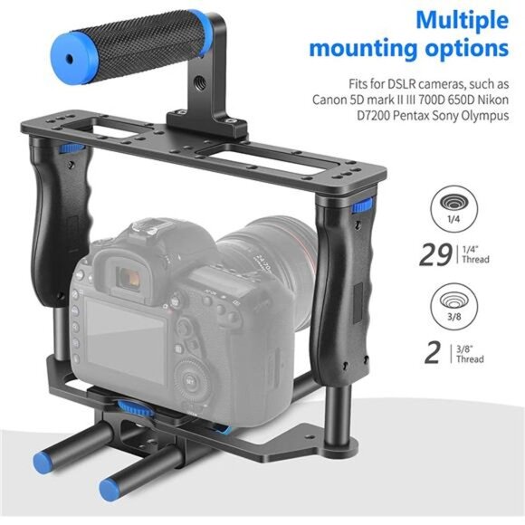 Neewer Aluminum Alloy Camera Video Cage Film Movie Making Kit, with Top Handle - Picture 2 of 6